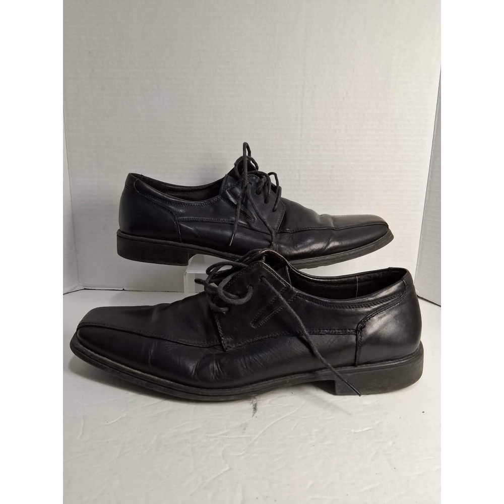Enzo.Feldini Black Leather Classic Square Toe Lace Up Dress Shoes Men's‎ 11M
